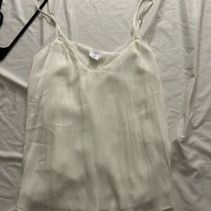 Elegant White Lace Trim Cami Top